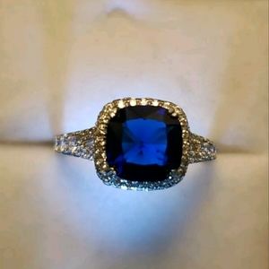 2 Ct Cushion 8x8mm Blue Sapphire Halo Engagement R